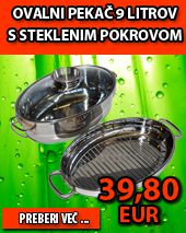 Ovalni pekač 9L s steklenim pokrovom